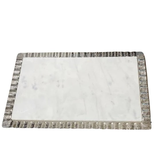 Ripple Silver Marble Tray- Medium
