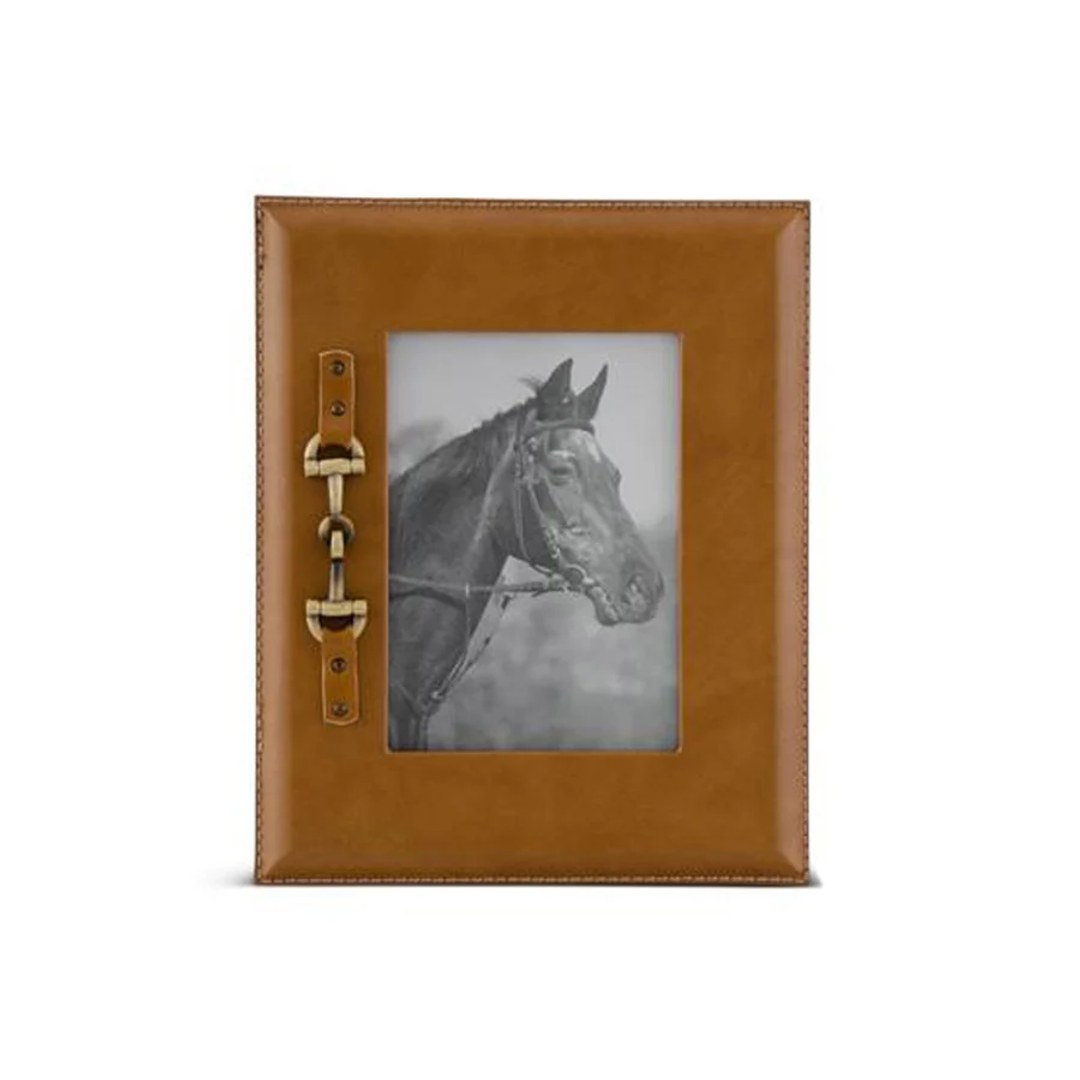 Tan Photo Frames w/Gold Horse Bit — 3.5x5