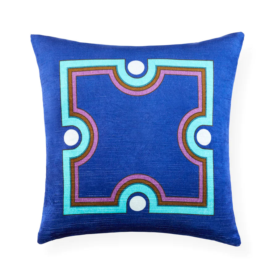 Madrid Moulding Square Pillow Navy/Teal