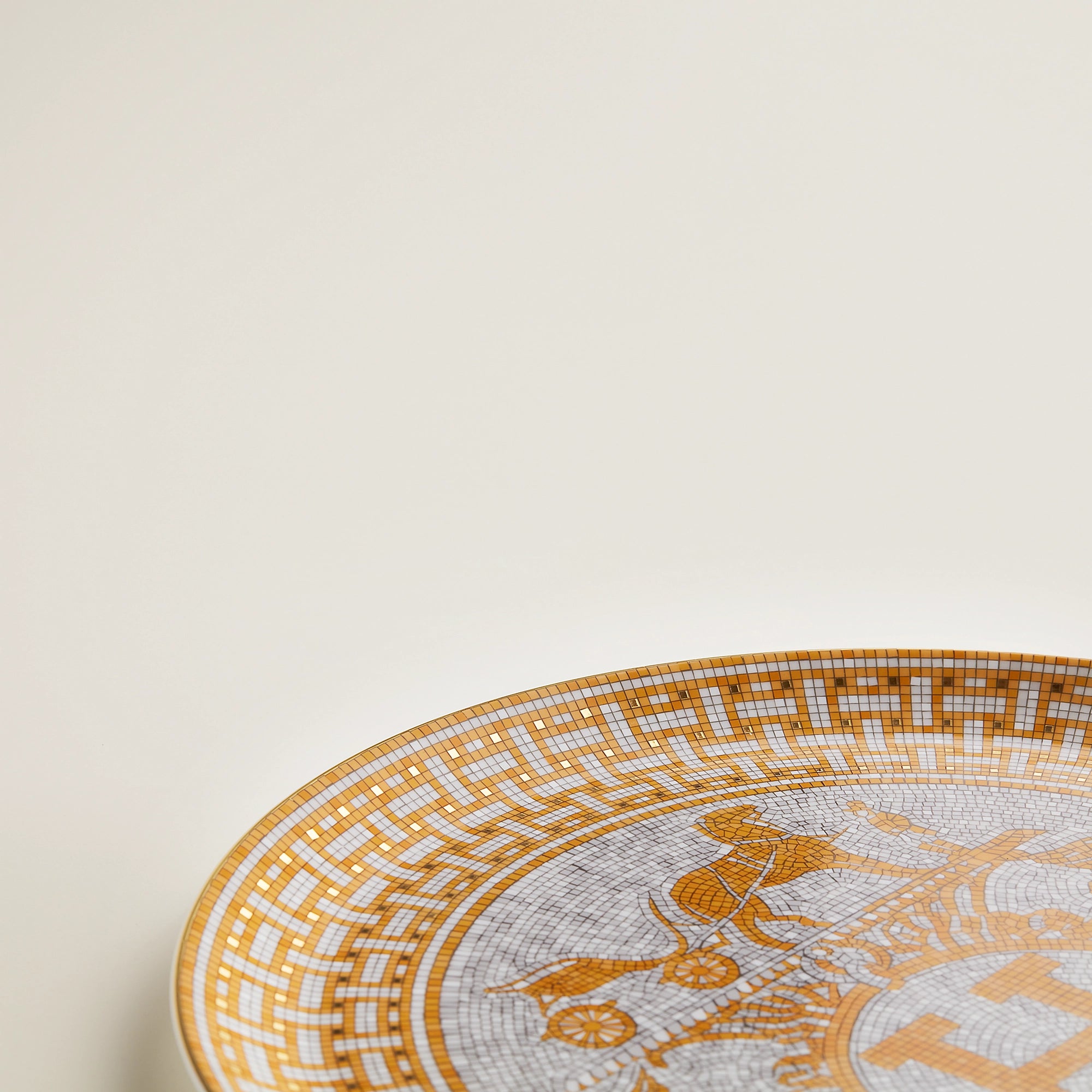 Hermes Mosaique Au 24 Gold Tart Platter