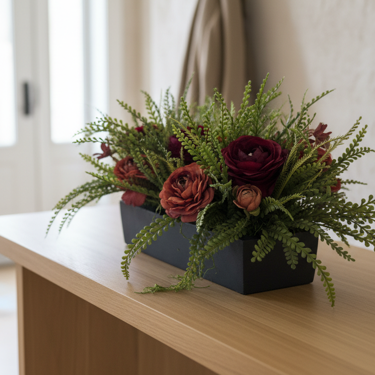 Flaura Ruby Red Roses and Fern