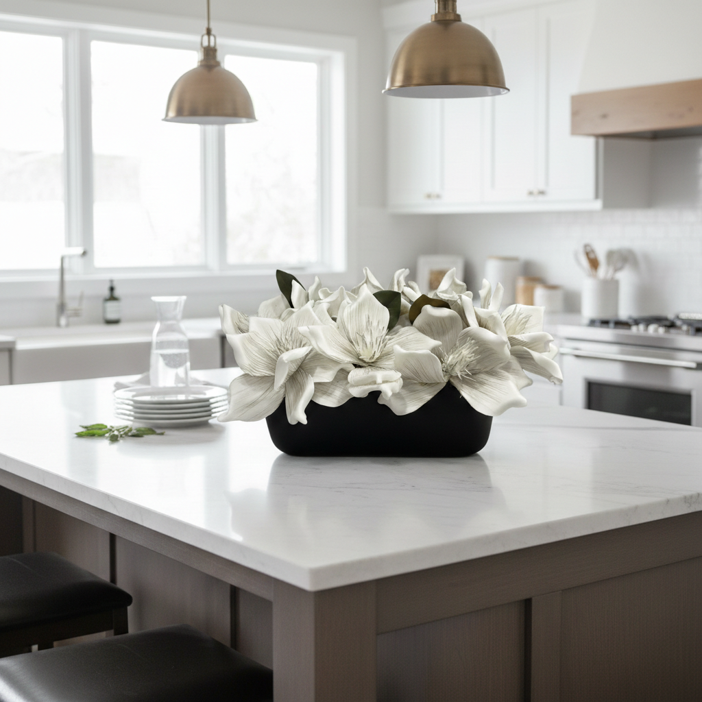 Flaura White Magnolia In Black Pot