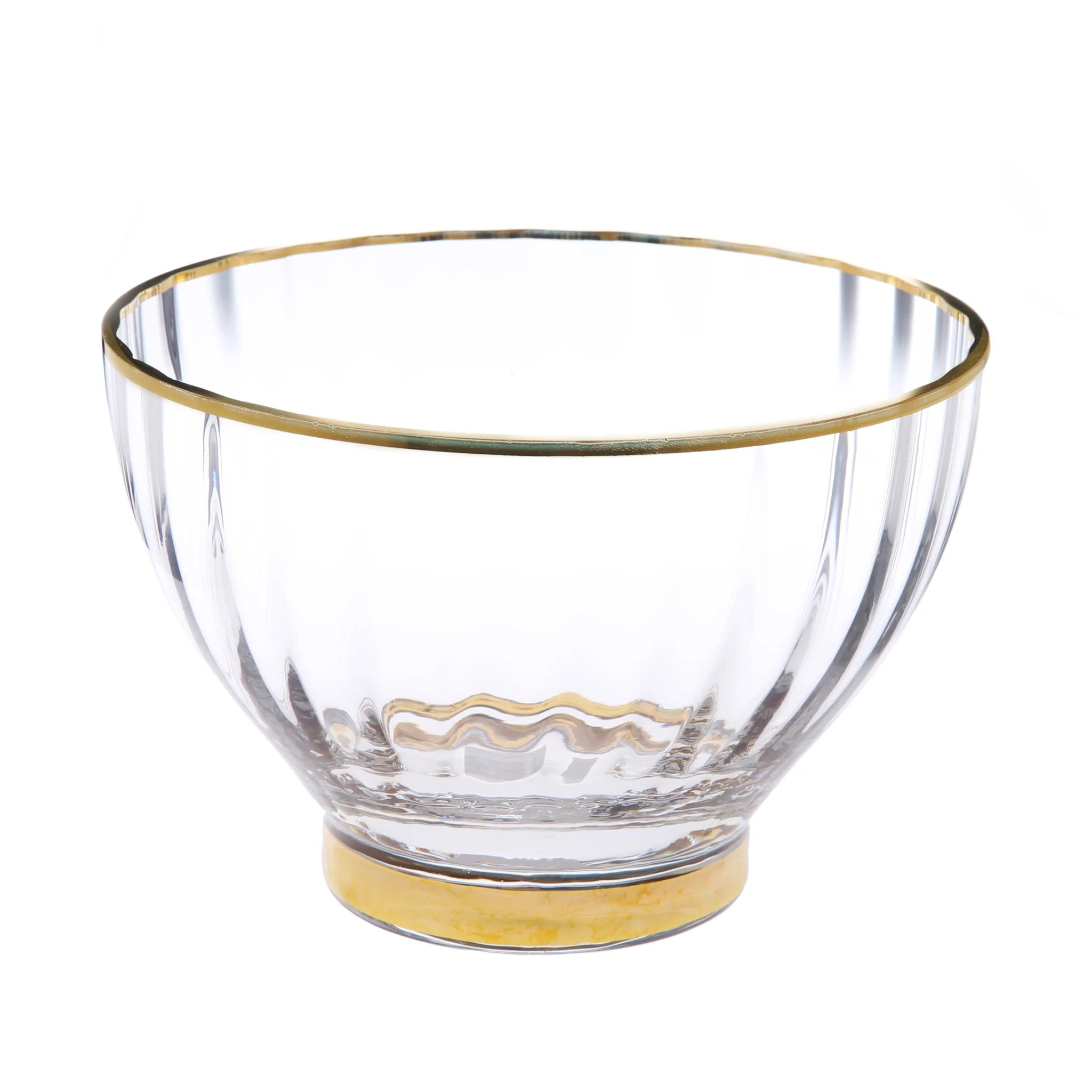 Textured Salad Bowl with Vivid Gold Rim and Base