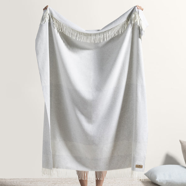 Lands Downunder Hampton Plaid Herringbone Throw-Silver