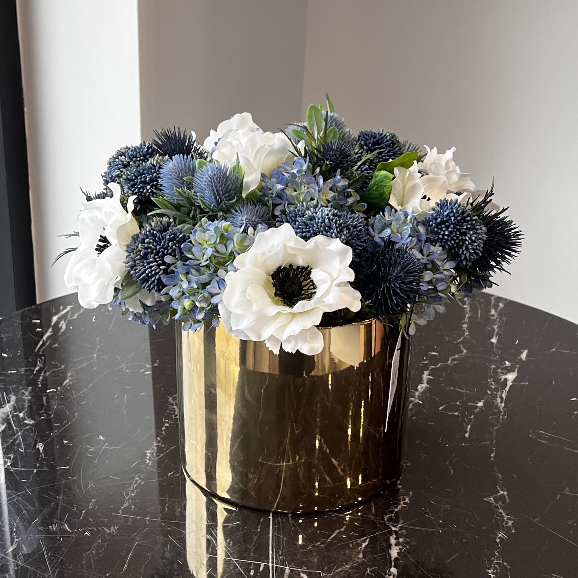 Flaura Anemone with Blue Hydrangea- Medium