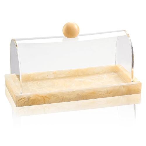 Cake Dome Rectangle Resin Small Gold