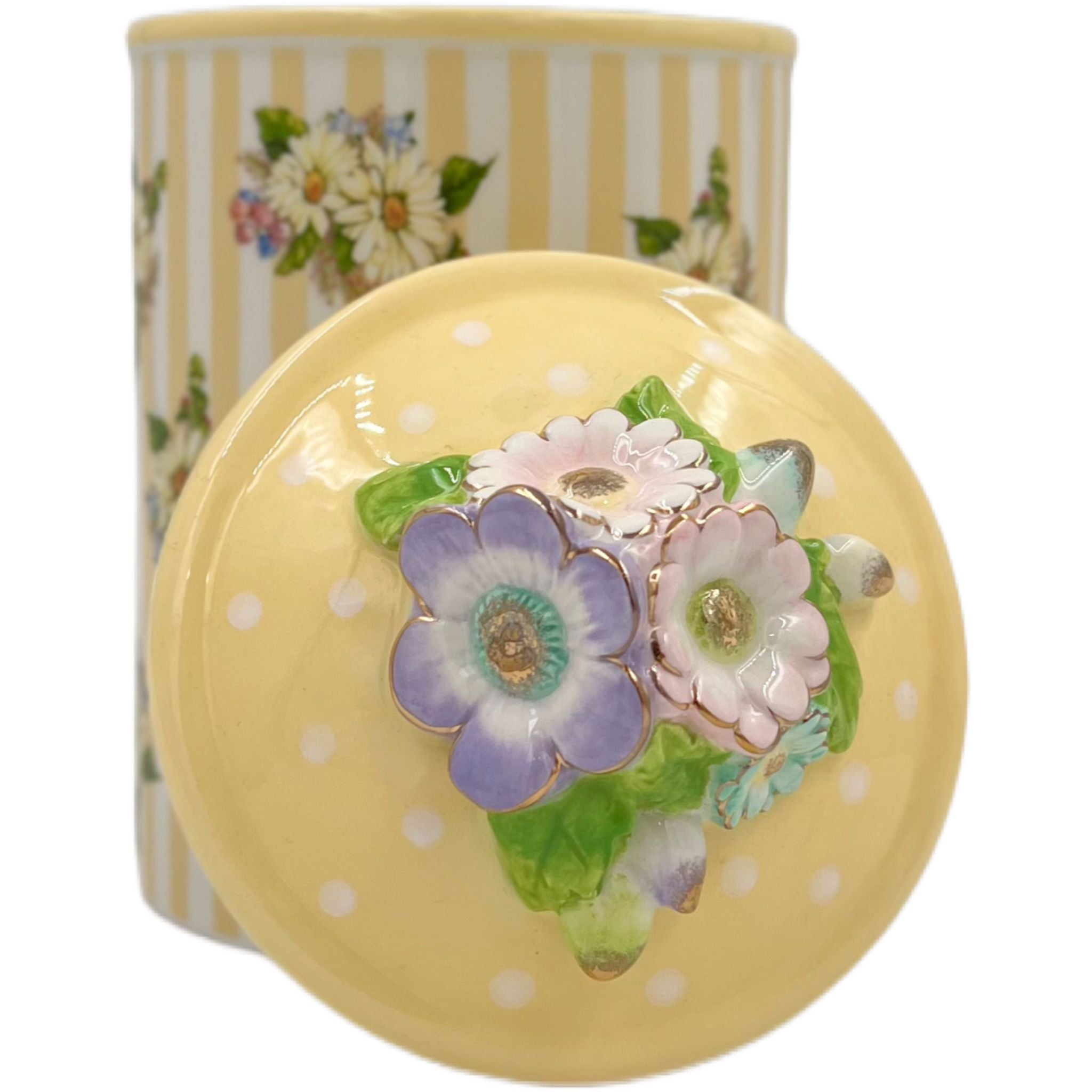 MacKenzie-Childs Wildflowers Large Canister - Yellow