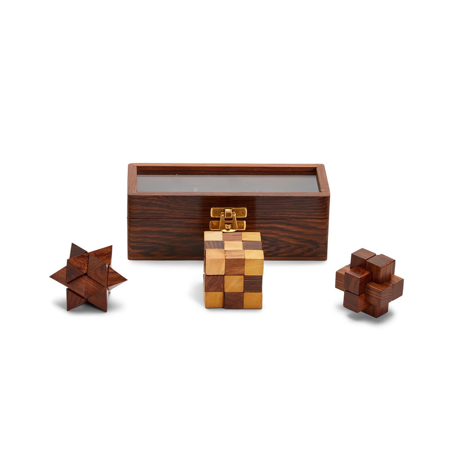 Wood Crafted Puzzles In Storage Box