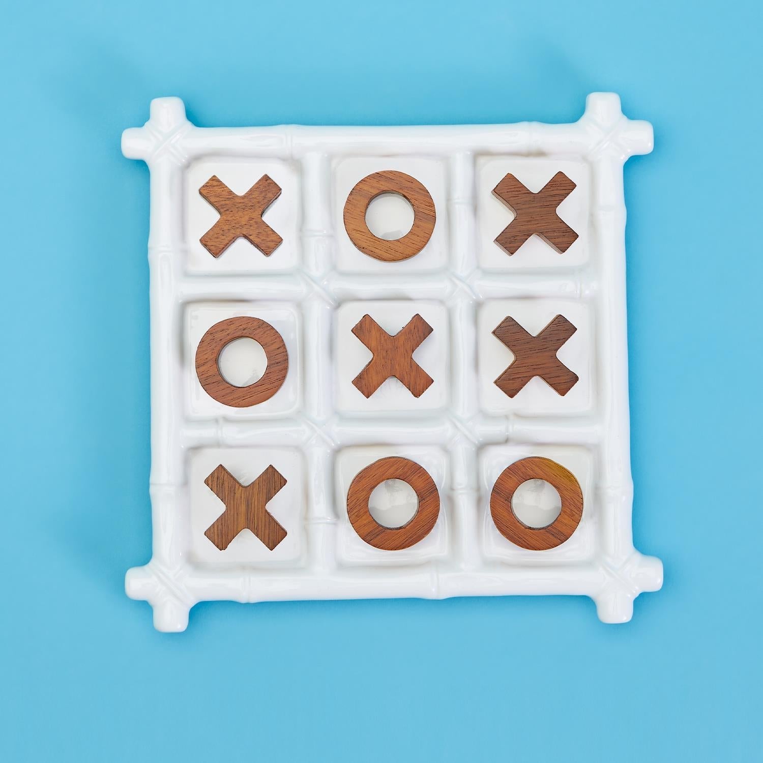 Faux Bamboo Tic Tac Toe Game in Gift Box