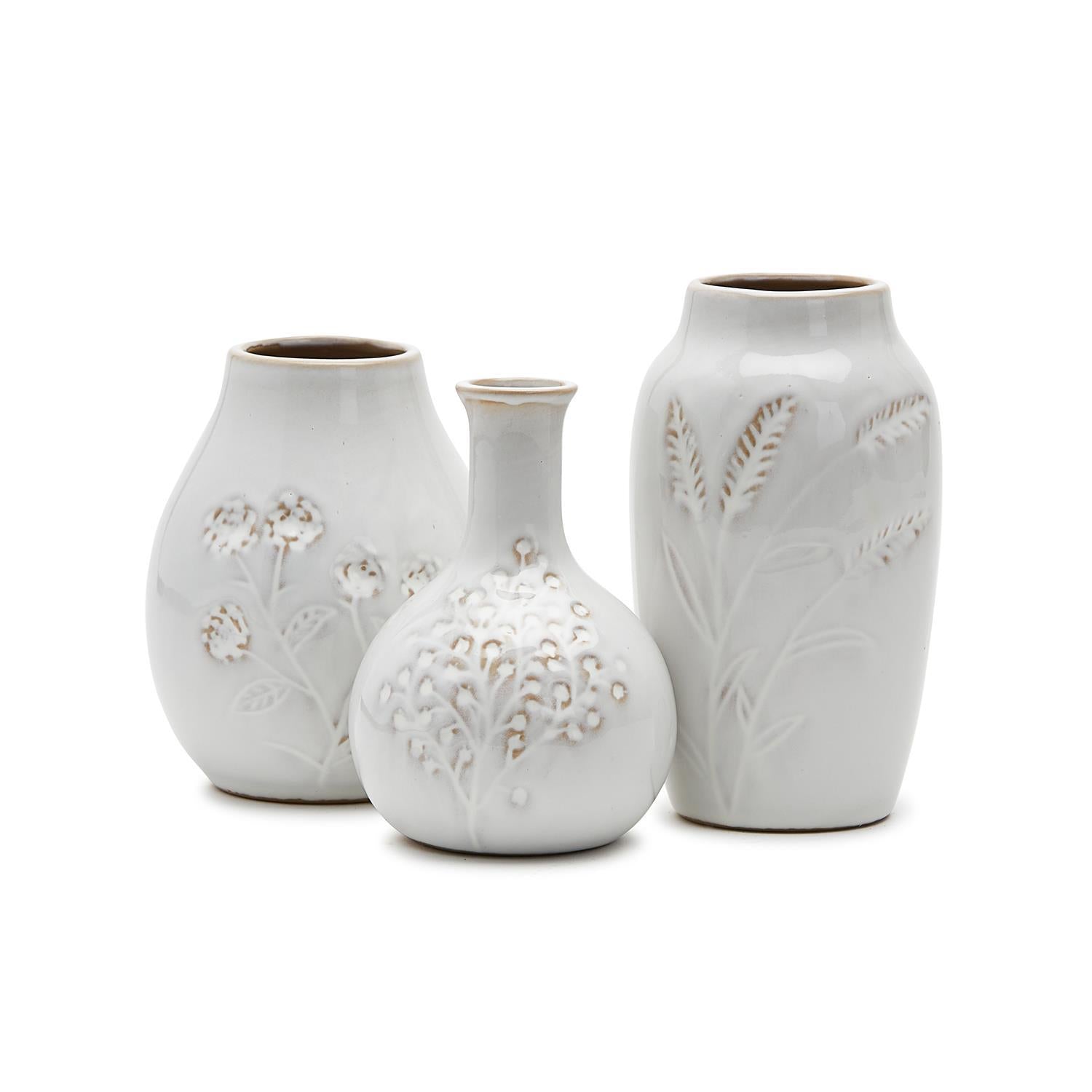 Floral Imprint Hand Crafted Ceramic Vase
