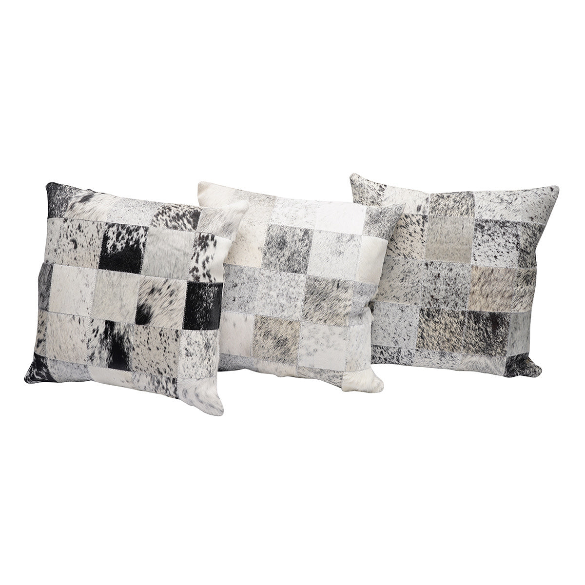 Black and White Salt and Pepper Patch Cowhide Pillow
